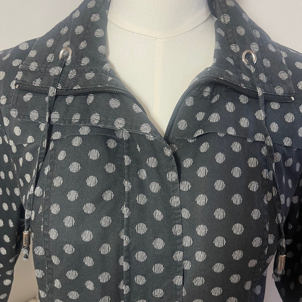 Studio Works Petite Polka Dot Jacket PS Black White Cotton Zip Front Lightweight